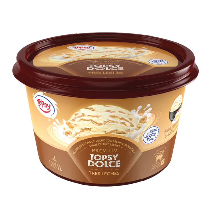Helado Dolce Tres Leches Topsy Premium 1Lt