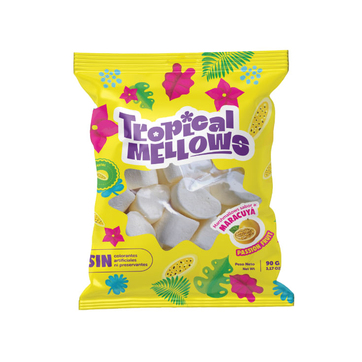 Marshmallows de Frutas Sabor a Maracuya Tropical Mellows 90GR