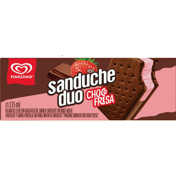Sanduche Duo Choco Fresa Pingüino 135Ml