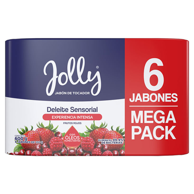 Jabón de Tocador Frutos Rojos Antibacterial SixPack Jolly 600GR