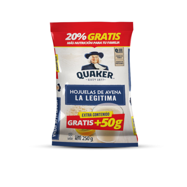 Hojuelas De Avena Quaker 250 Gr + 50 Gr Gratis