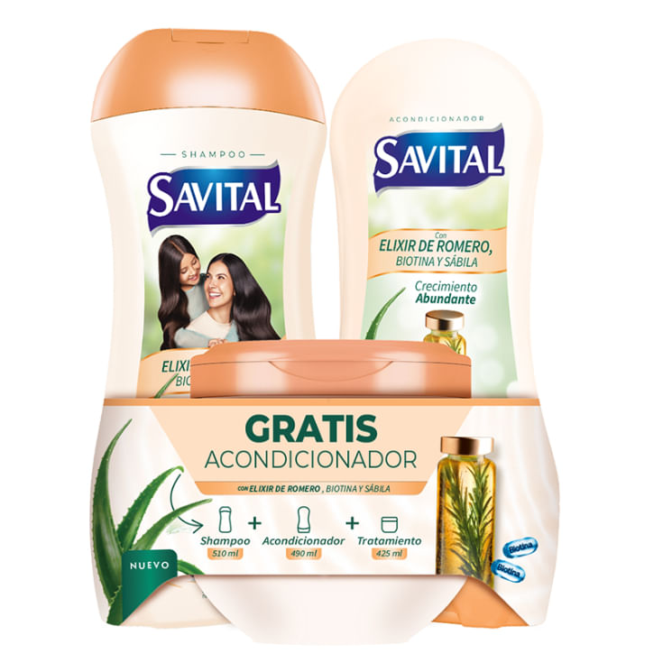Pack Shampoo Elixir 510ML+Acondicionador 490ML+Tratamiento 425ML Savital