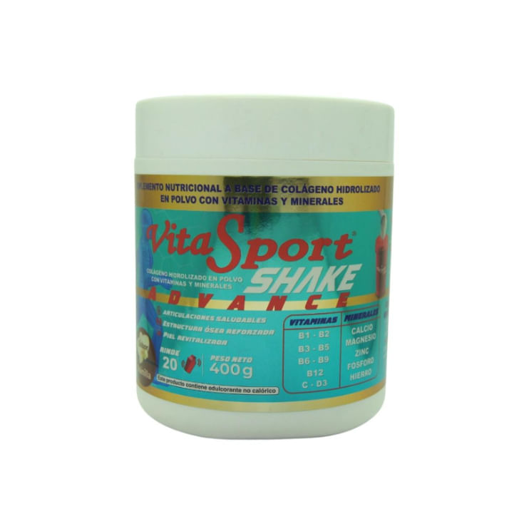 Colágeno Hidrolizado En Polvo Con Vitaminas Minerales Vitasport Shake 400GR