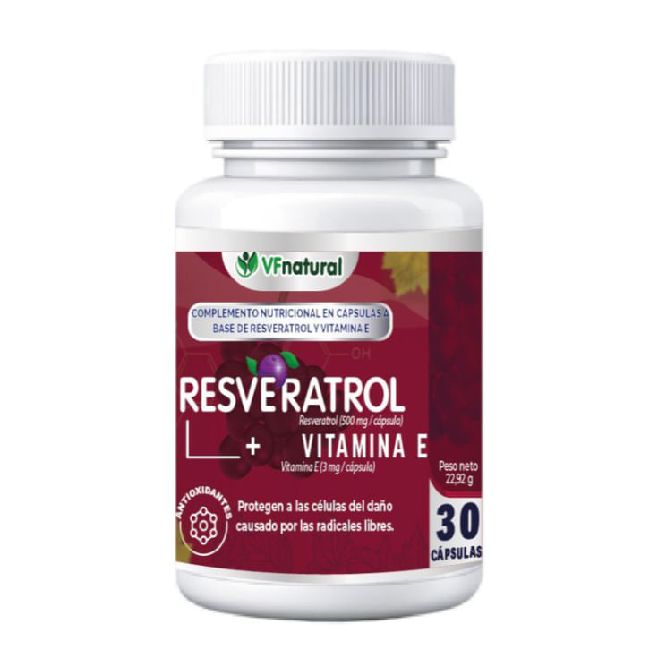 Complemento Nutricional Resveratrol + Vitamina E Frasco Vf Natural 30 Capsulas