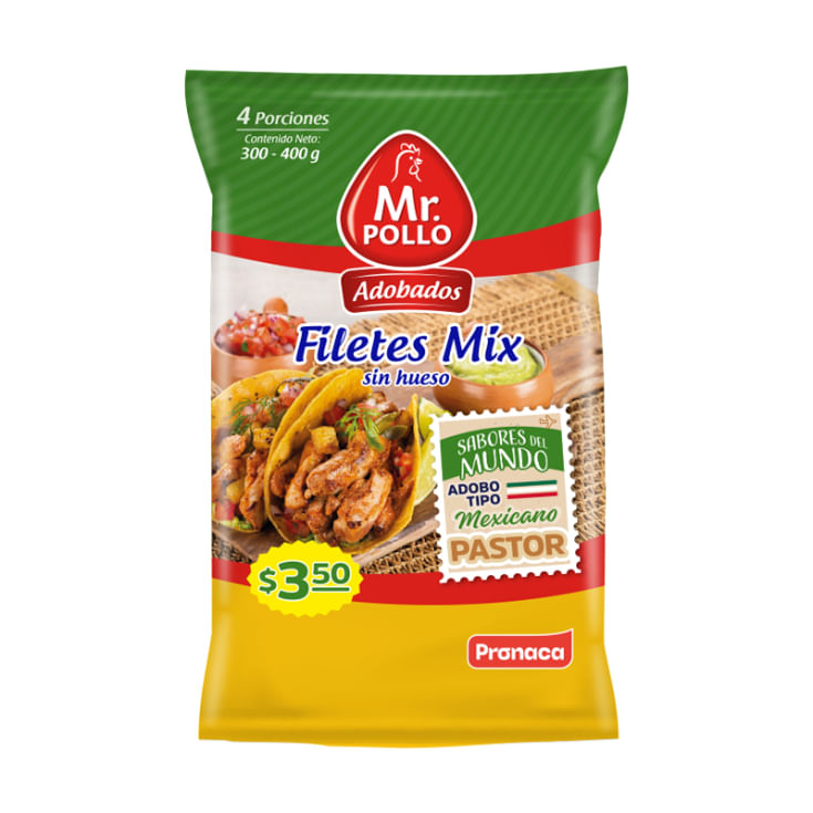 Filetes Mix Pastor Mr. Pollo 300 - 400 Gr.