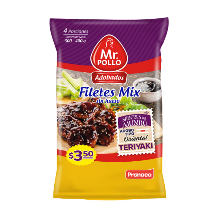Filetes mix teriyaki Mr. Pollo 300 - 400 kg.