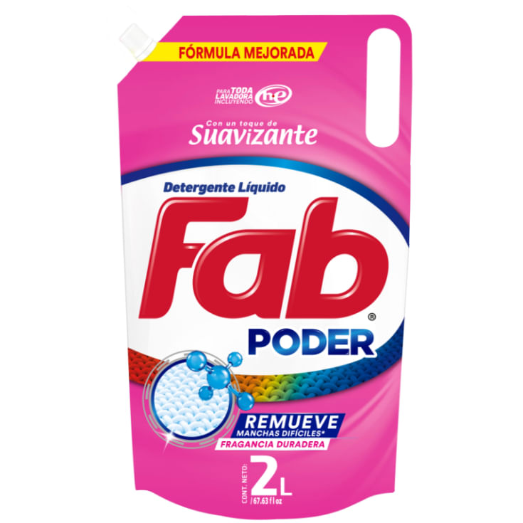 Detergente Fab Liquido Con Toque De Suavizante Fragancia Duradera 2 Lt