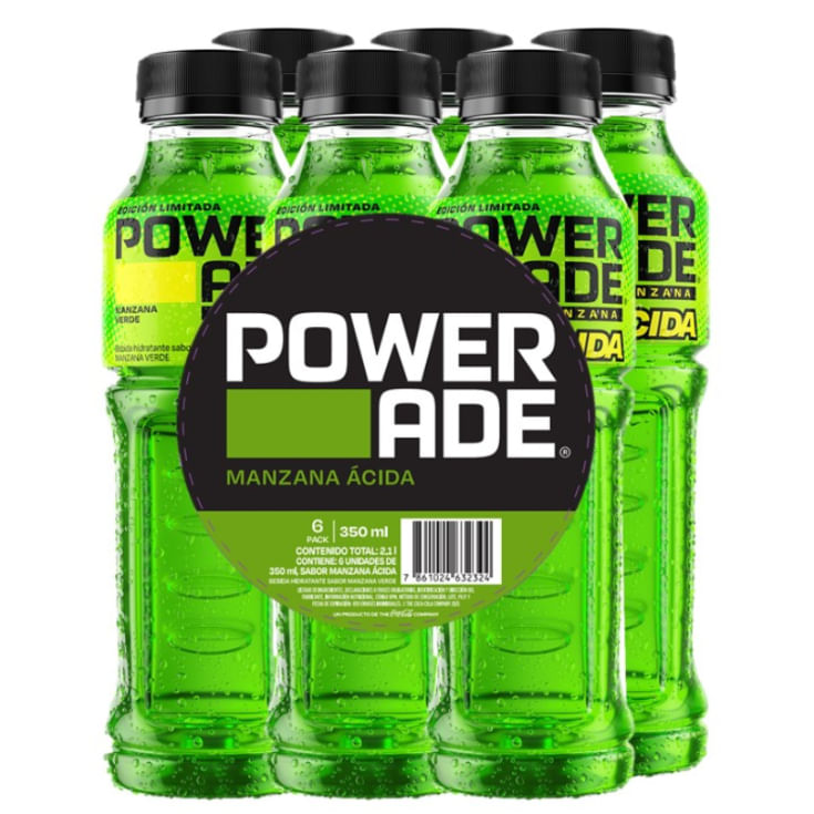 Bebida Hidratante Manzana Acida Powerade Sixpack 350 Ml