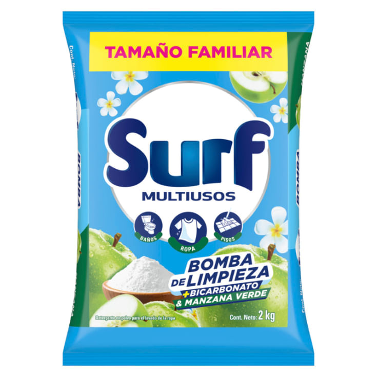 Detergente Surf Polvo Bicarbonato Y Manzana Verde 2 Kg