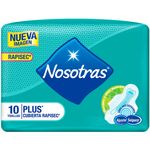 Nosotras Toallas Higiénicas Invisible Rapigel Cubierta Rapisec X 10 Uni
