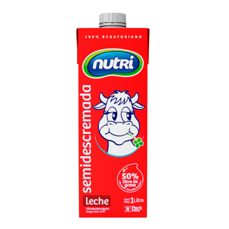 Cartón Leche Semidescremada Nutri 1 Lt.