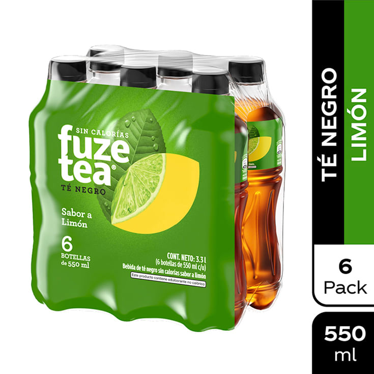 Te Negro Limón Sixpack Fuze Tea 550ML