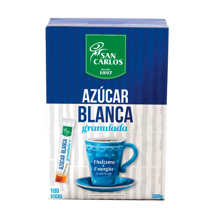 Azúcar Blanca San Carlos 100 Sticks 500 Gr