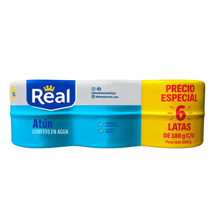 Real Atun 6Pack En Agua 180Gr C/U.