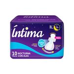 Intima Toallas Sanitarias Tela Nocturna Con Alas X 10 Un.