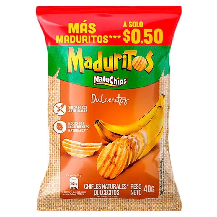 Maduritos chifles natural dulces unidad 40 gr