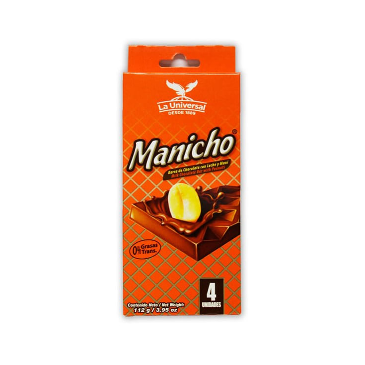 Manicho Chocolate Leche Y Mani X 4Un 100 Gr