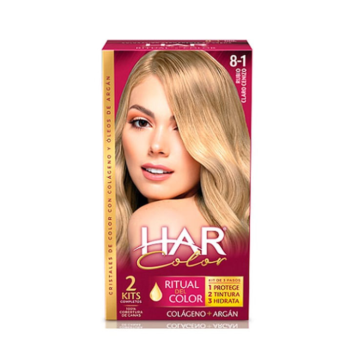 Tinte Kit Crema Rubio Claro Cenizo Har 8-1