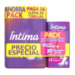 Toallas Higenicas Intima 20 Toallas + 30 Protectores Diarios