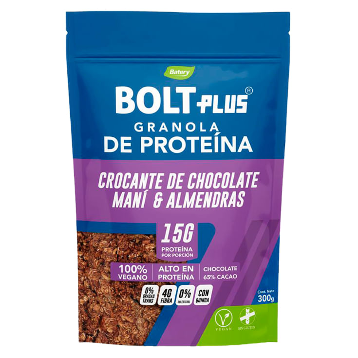 Granola De Proteina Crocante De Chococlate Mani Y Almendras 300Gr
