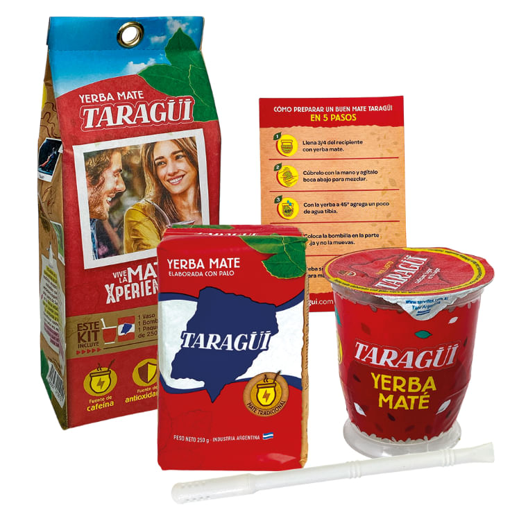Yerba Mate Taragui 250Gr+Vaso+Bombilla.