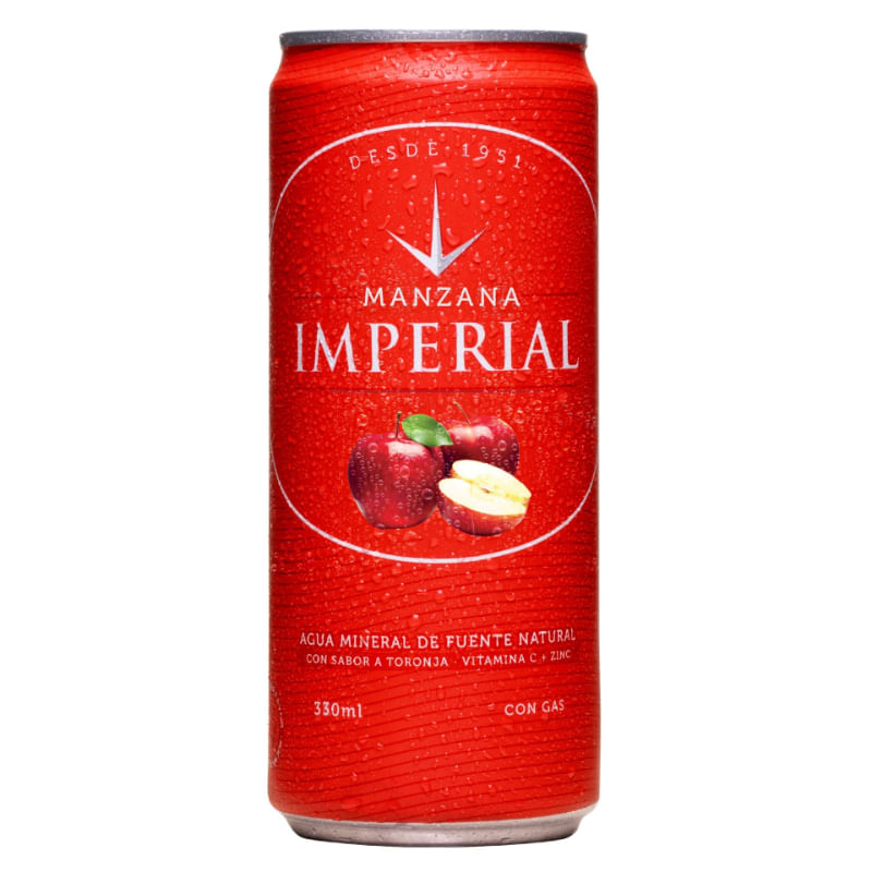 Agua Gasificada Sabor A Manzana Imperial Lata 330 Ml