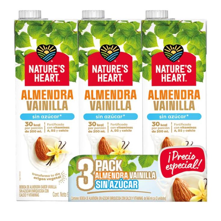 Tripack Bebidas Almendra Y Vainilla Nature´S Heart  946Ml