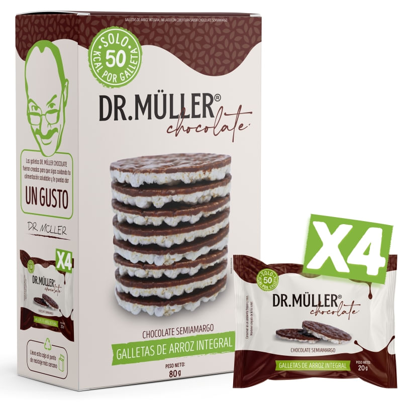 Galleta Arroz Integral Cubierta De Chocolate Semiamargo Dr.Muller 80Gr