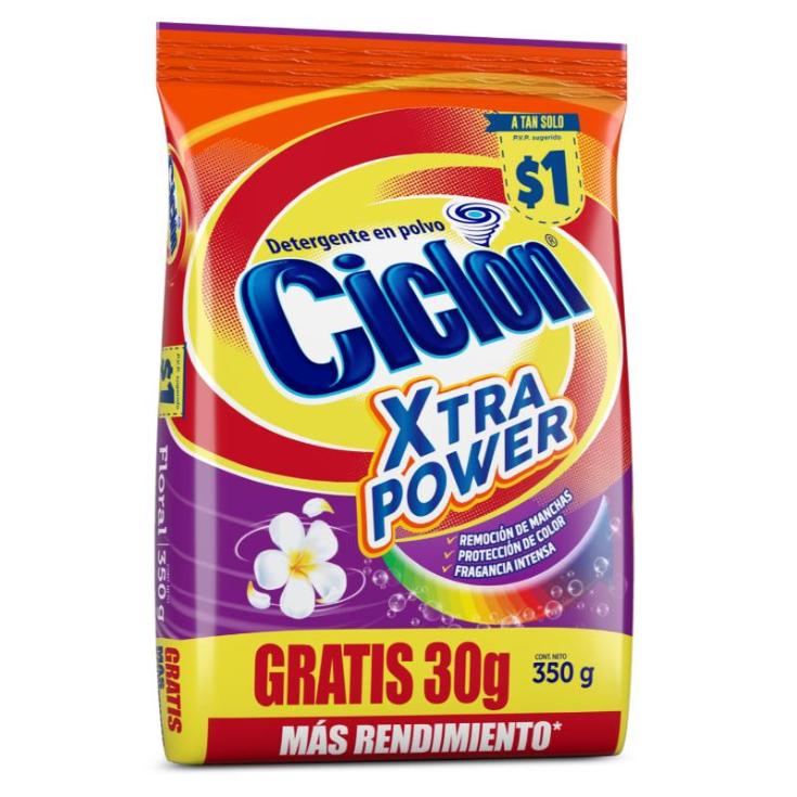 Detergente Ciclon En Polvo Xpower Floral Funda 350 Gr