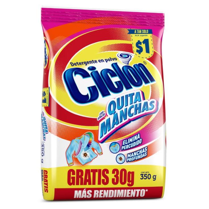 Detergente Ciclon En Polvo Quitamanchas 350 Kg