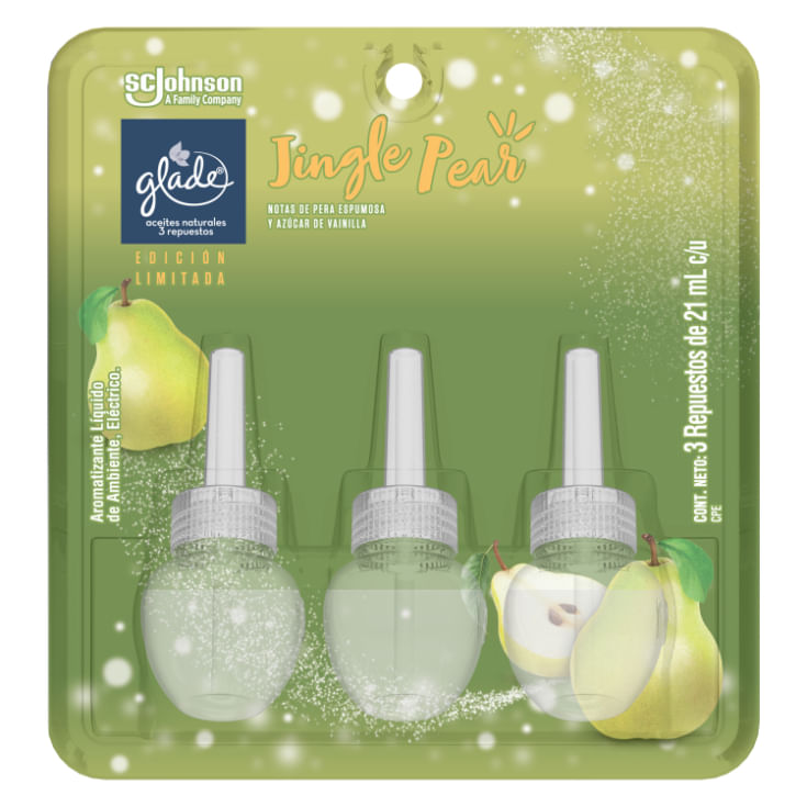 Aromatizante Glade Repuesto Aceite X 3 Un Pera 21 Ml C/U.
