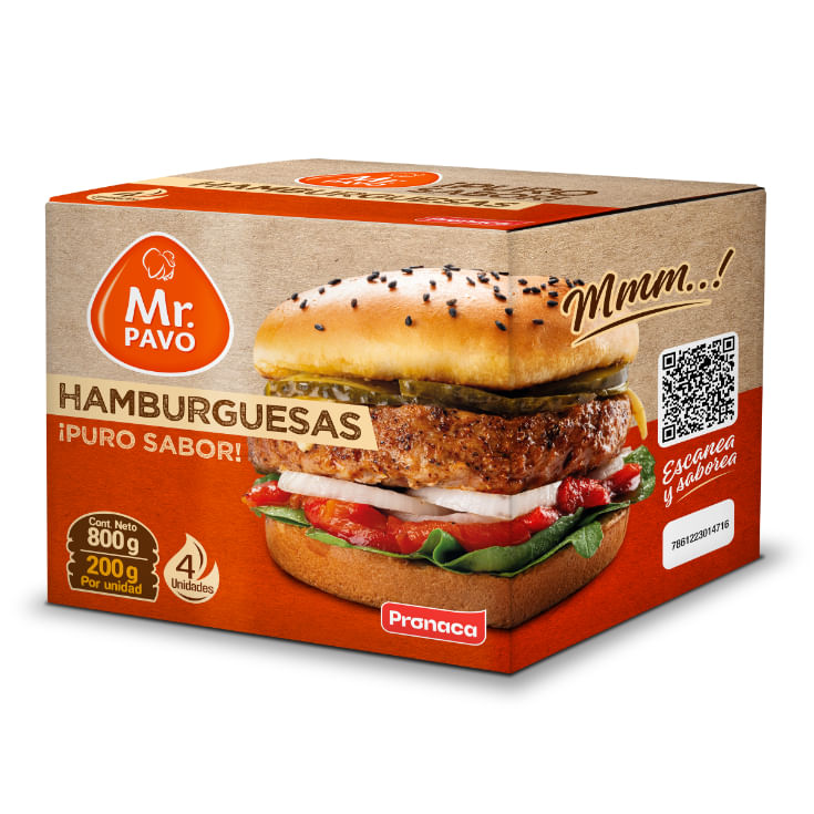 Hamburguesa De Pavo Mr. Pavo 800Gr