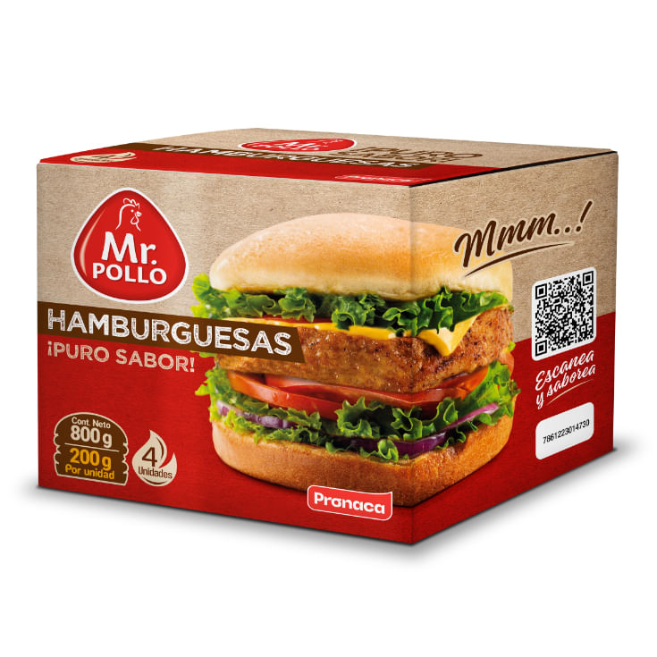 Hamburguesa De Pollo Mr. Pollo 800Gr