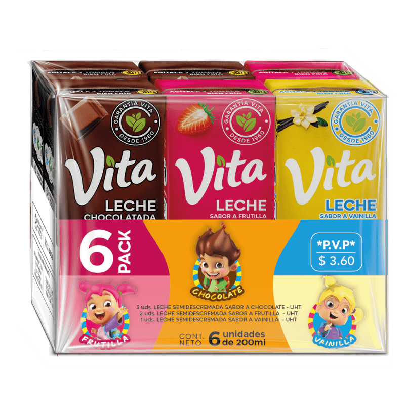 Leche Vita Sabor Surtido x6 Un. 200 Ml. C/U