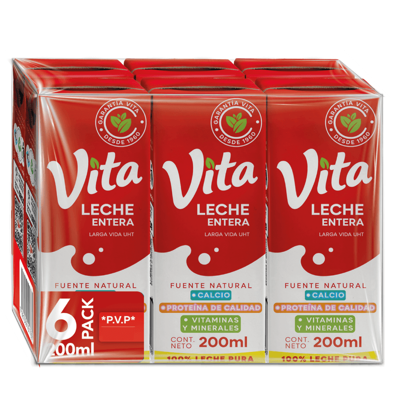 Leche Entera Vita x6 Un. 200 Ml. C/U