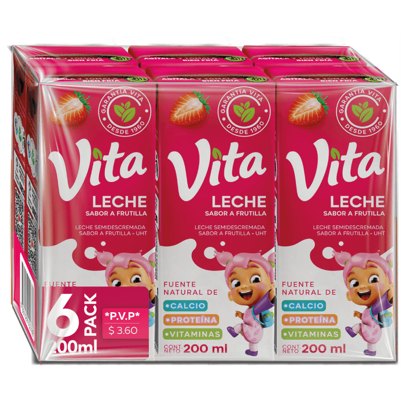 Leche Vita Sabor Frutilla x6 Un. 200 Ml. C/U