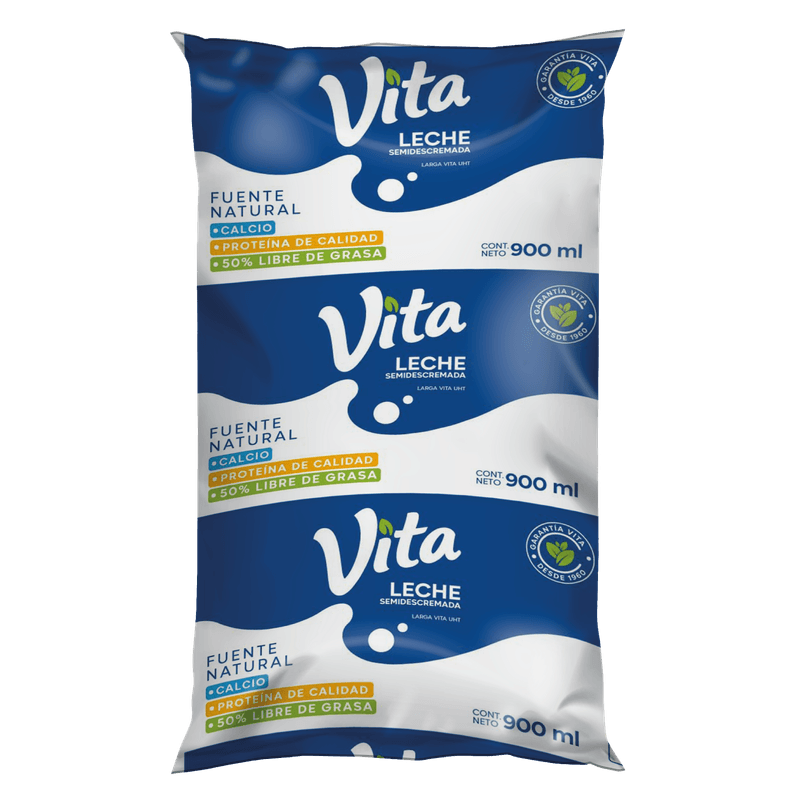 Leche Semidescremada Vita Tetrafino 900Ml