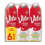 Cartón Leche Entera Vita x6 Un. 1Lt. C/U